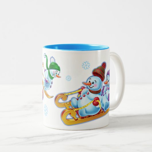 Winter-Märchenlandschneeleute-Tassen-individueller Zweifarbige Tasse (VorderseiteRechts)