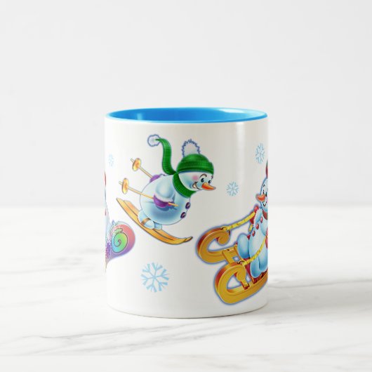 Winter-Märchenlandschneeleute-Tassen-individueller Zweifarbige Tasse (Mittel)