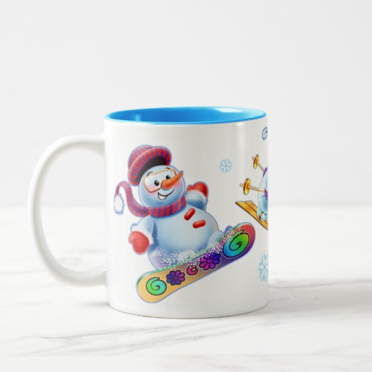 Winter-Märchenlandschneeleute-Tassen-individueller Zweifarbige Tasse (Links)