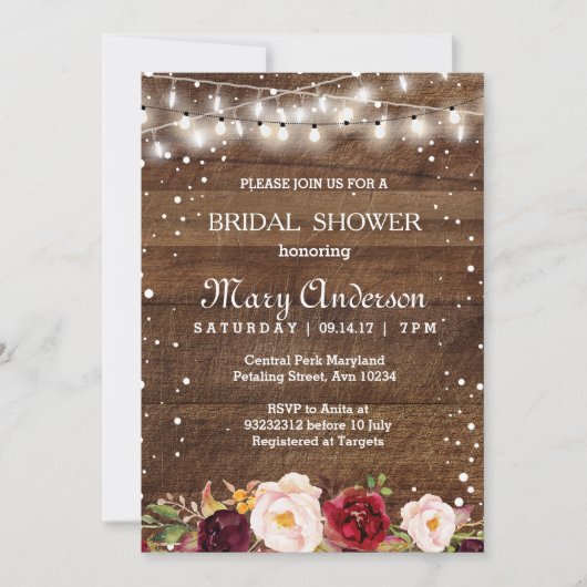 Winter Marsala Bridal Dusche Einladung (Vorderseite)