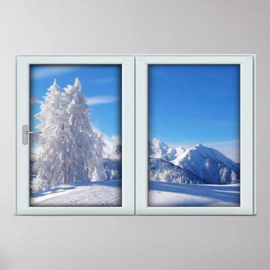 Winter Mattierte Treesl Fenster mit View Poster (Vorne)