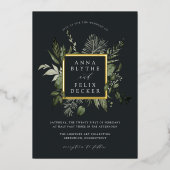 Winter Meadow Botanical Frame Wedding Folieneinladung (Vorderseite)