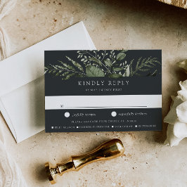 Winter Meadow Green Botanical Meal Choice Hochzeit RSVP Karte