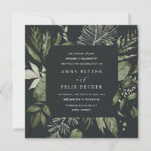 Winter Meadow Square Grüne botanische Rahmen Hochz Einladung (Vorderseite)