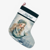 Winter Mermaid Girl Grosses Weihnachtsfest Strumpf Großer Weihnachtsstrumpf (Vorderansicht (hängend))