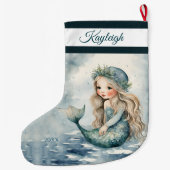 Winter Mermaid Girl Grosses Weihnachtsfest Strumpf Großer Weihnachtsstrumpf (Rückseite)