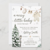 Winter Merry Little Baby Kleidung Baby Dusche Einladung (Vorderseite)