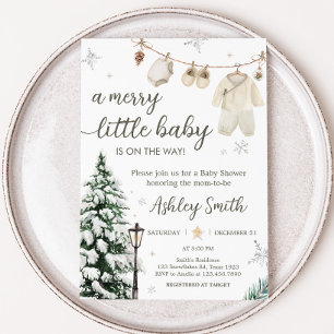 Winter Merry Little Baby Kleidung Baby Dusche Einladung