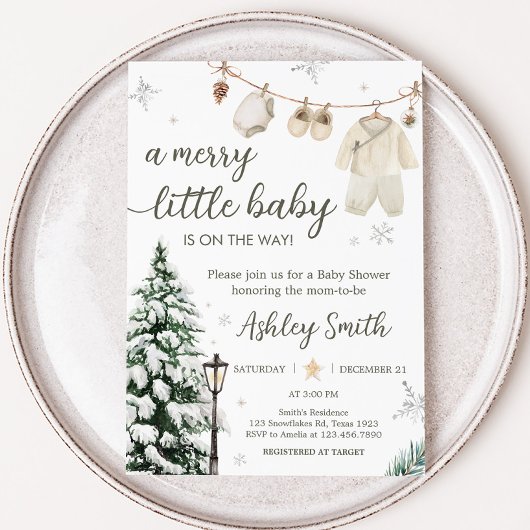 Winter Merry Little Baby Kleidung Baby Dusche Einladung
