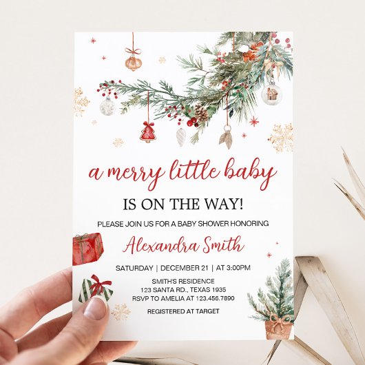 Winter Merry Little Christmas Baby Shower Einladung