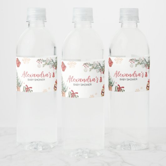 Winter Merry Little Christmas Baby Shower Wasserflaschenetikett (Flaschen)