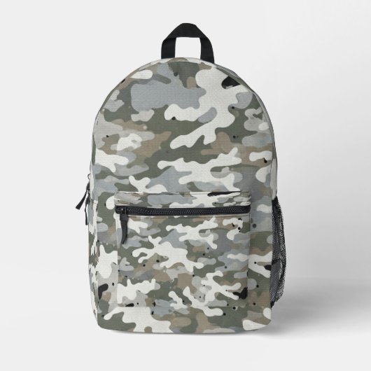 Winter Military Camouflage Pattern Bedruckter Rucksack (Vorderseite)