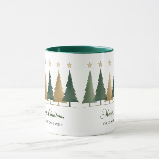 Winter Minimal Pine Tree Personalisiert Weihnachte Tasse (Zentrum)