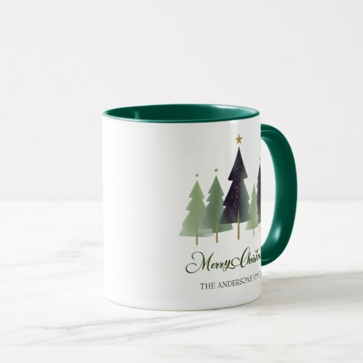 Winter minimaler Pine Tree Personalisiert Weihnach Tasse (VorderseiteRechts)