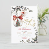 Winter Minimalist Bauble Ornament Christmas Party Einladung (Stehend Vorderseite)