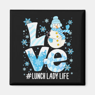 Winter Mittagessen Dame Liebe Schneemann Mittagess Magnet