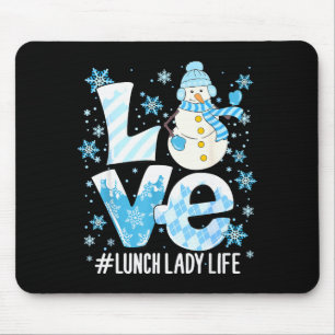 Winter Mittagessen Dame Liebe Schneemann Mittagess Mousepad