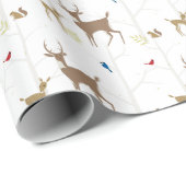 Winter-Mitte- des Jahrhundertsmoderne Tierszene Geschenkpapier (Rolleneckpunkt)