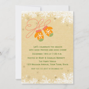 Winter Mittens, Feiertags-Einladung Einladung