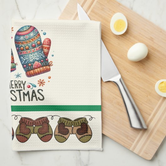 Winter Mittens Geschirrtuch (Viertel Falte)