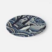 Winter Mitternacht Blue Abstrakt Shape Forest Pappteller (Schrägansicht)