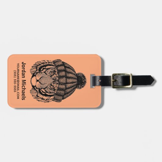 Winter-Mode-bereiter Tiger | addieren Ihren Namen Gepäckanhänger (Vorderseite horizontal)