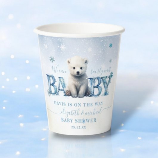 Winter Modern Bearly Wait Baby Dusche Pappbecher