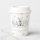 Winter Modern Bearly Wait Baby Dusche Willkommen Pappbecher (Rückseite)