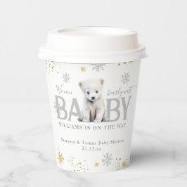 Winter Modern Bearly Wait Baby Dusche Willkommen Pappbecher