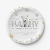 Winter Modern Bearly Wait Baby Dusche Willkommen Pappteller (Vorderseite)