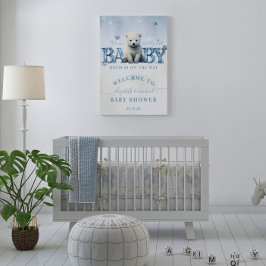 Winter Modern Bearly Wait Baby Dusche Willkommen Poster