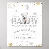 Winter Modern Bearly Wait Baby Dusche Willkommen Poster (Vorne)