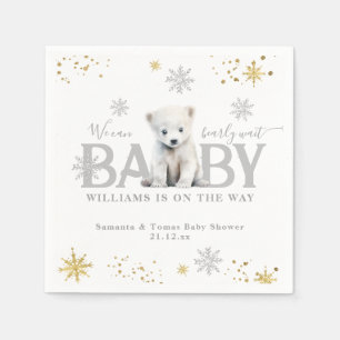 Winter Modern Bearly Wait Baby Dusche Willkommen Serviette