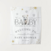 Winter Modern Bearly Wait Baby Dusche Willkommen Wandteppich (Vorderseite)