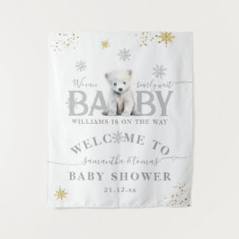 Winter Modern Bearly Wait Baby Dusche Willkommen Wandteppich