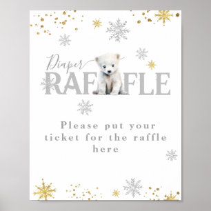 Winter Modern Bearly Wait Baby Dusche Windel Poster