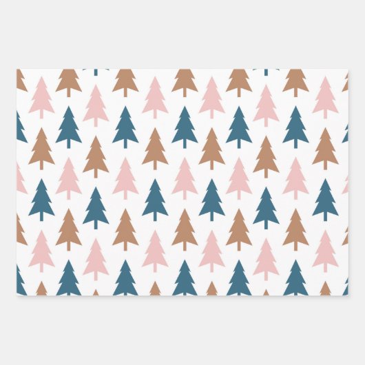 Winter Modern Boho Dots Bäume Weihnachtswrapping Geschenkpapier Set (Vorderseite)