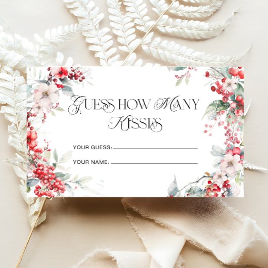 Winter Modern Floral Wie viele Kisses Bridal Game Begleitkarte