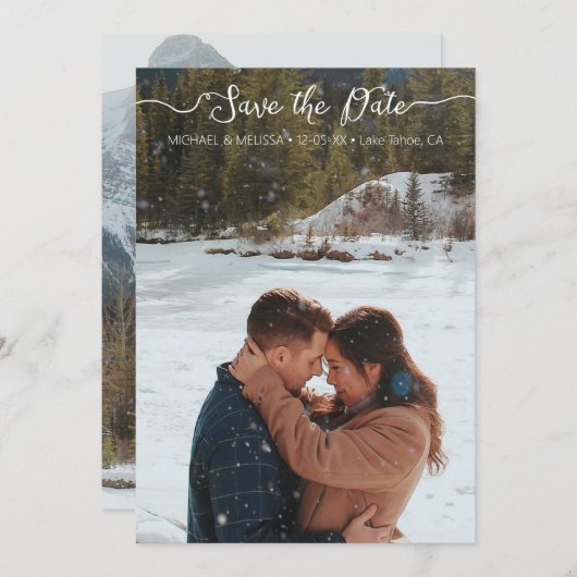 Winter Modern Save the Date Minimalistisch rustika (Vorne/Hinten)