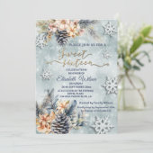 Winter Moderne Bucht florale Wasserfarbe Einladung (Stehend Vorderseite)