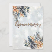 Winter Moderne Bucht florale Wasserfarbe Einladung (Rückseite)