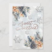 Winter Moderne Bucht florale Wasserfarbe Einladung (Rückseite)