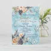 Winter Moderne Bucht florale Wasserfarbe Einladung (Stehend Vorderseite)