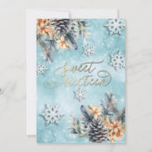 Winter Moderne Bucht florale Wasserfarbe Einladung (Rückseite)