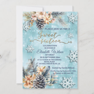 Winter Moderne Bucht florale Wasserfarbe Einladung