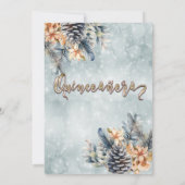 Winter Moderne Bucht florale Wasserfarbe Einladung (Rückseite)