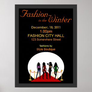 Winter-Modeschau-Designer-schwarze und rote Poster