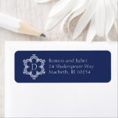 Winter Monogram D Address Label in Navy (Insitu)