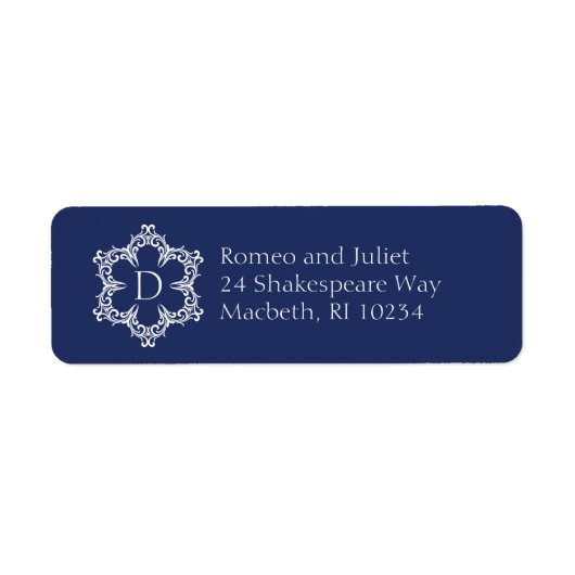 Winter Monogram D Address Label in Navy (Vorne)