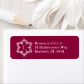 Winter Monogram L Address Label in Cranberry (Insitu)